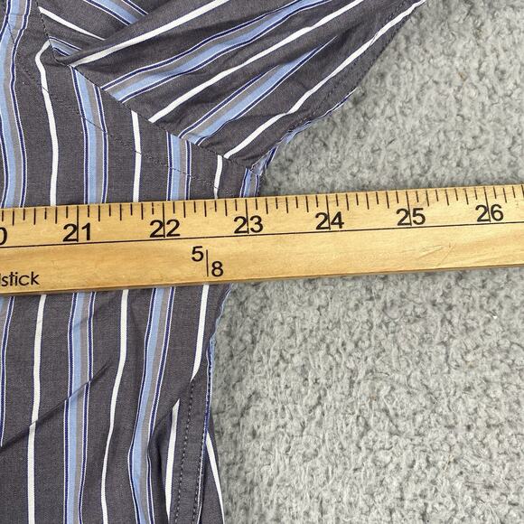 7 Diamond Button UP Shirt Men's XL Gray Blue Striped - Picture 5 of 9